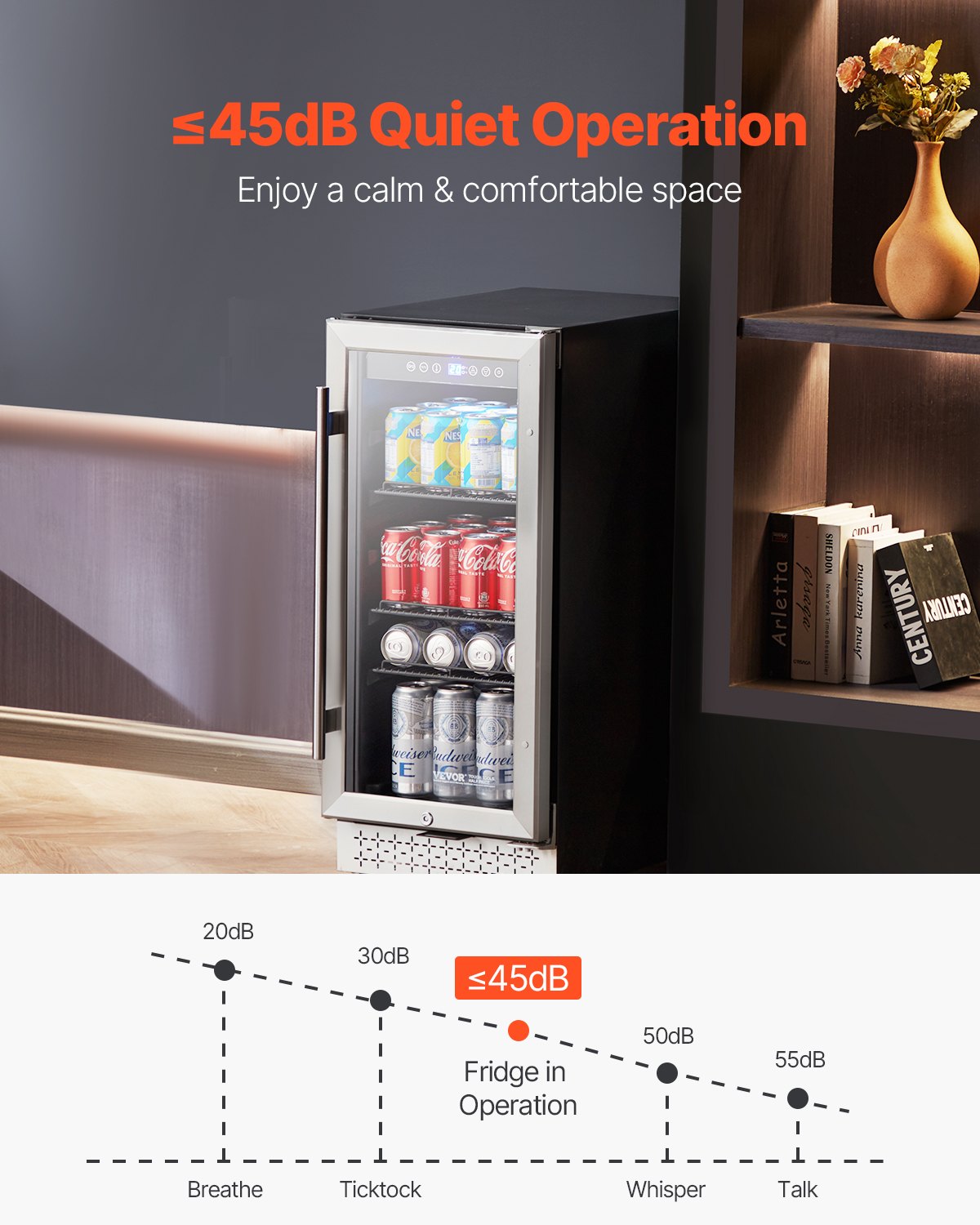 VEVOR Beverage Refrigerator Cooler 88 Can Mini Soda Beer Fridge with Glass Door 