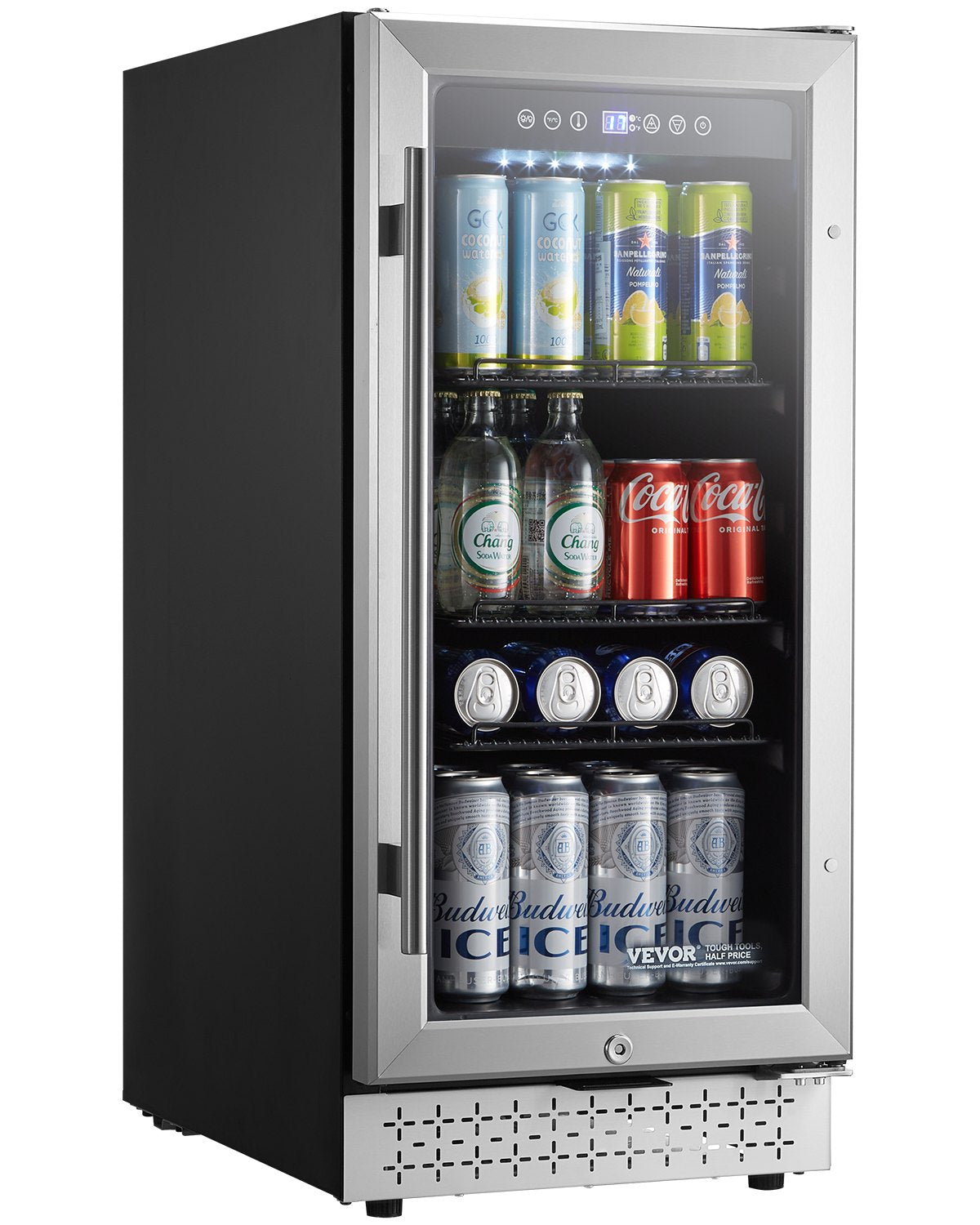 VEVOR Beverage Refrigerator Cooler 88 Can Mini Soda Beer Fridge with Glass Door 