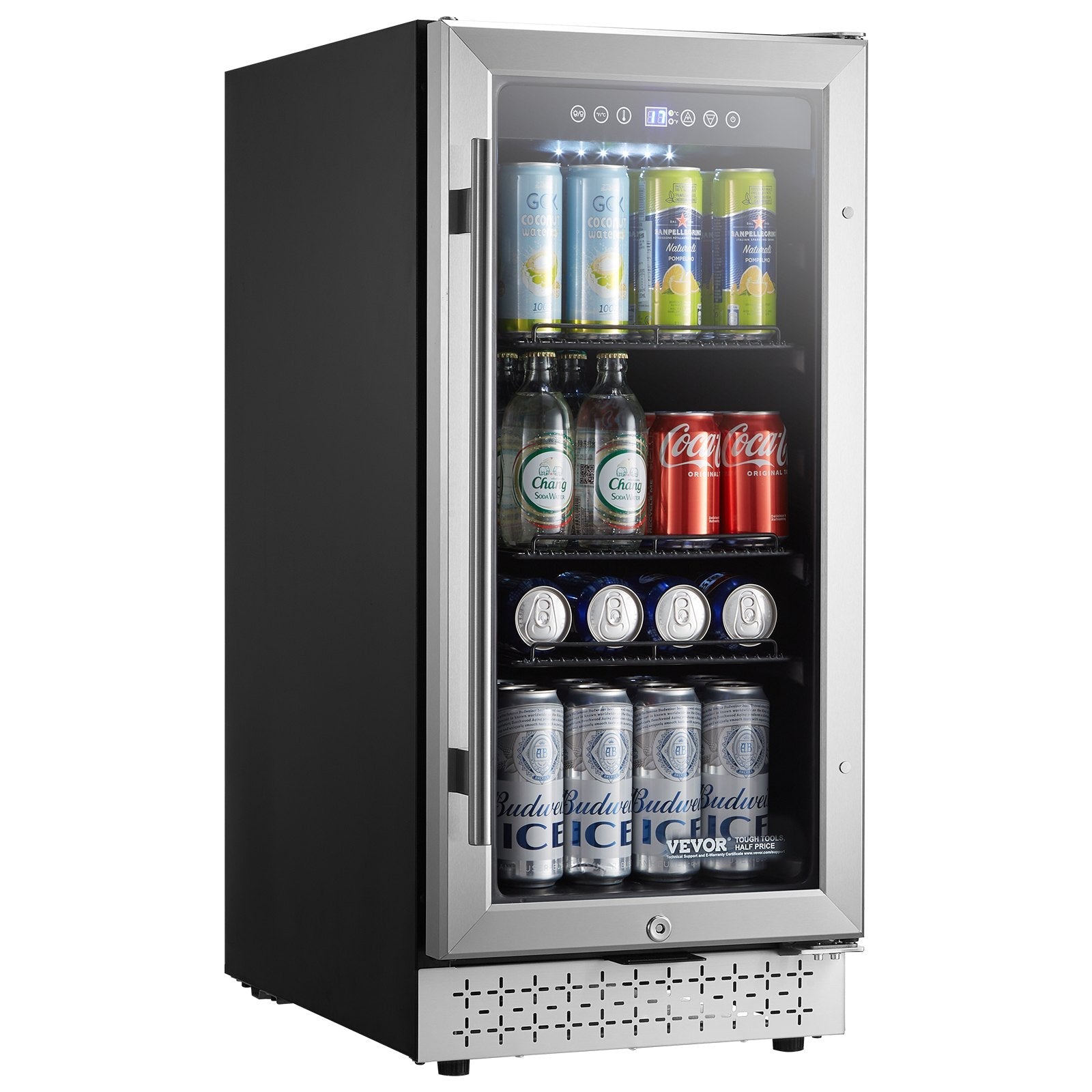 VEVOR Beverage Refrigerator Cooler 88 Can Mini Soda Beer Fridge with Glass Door 
