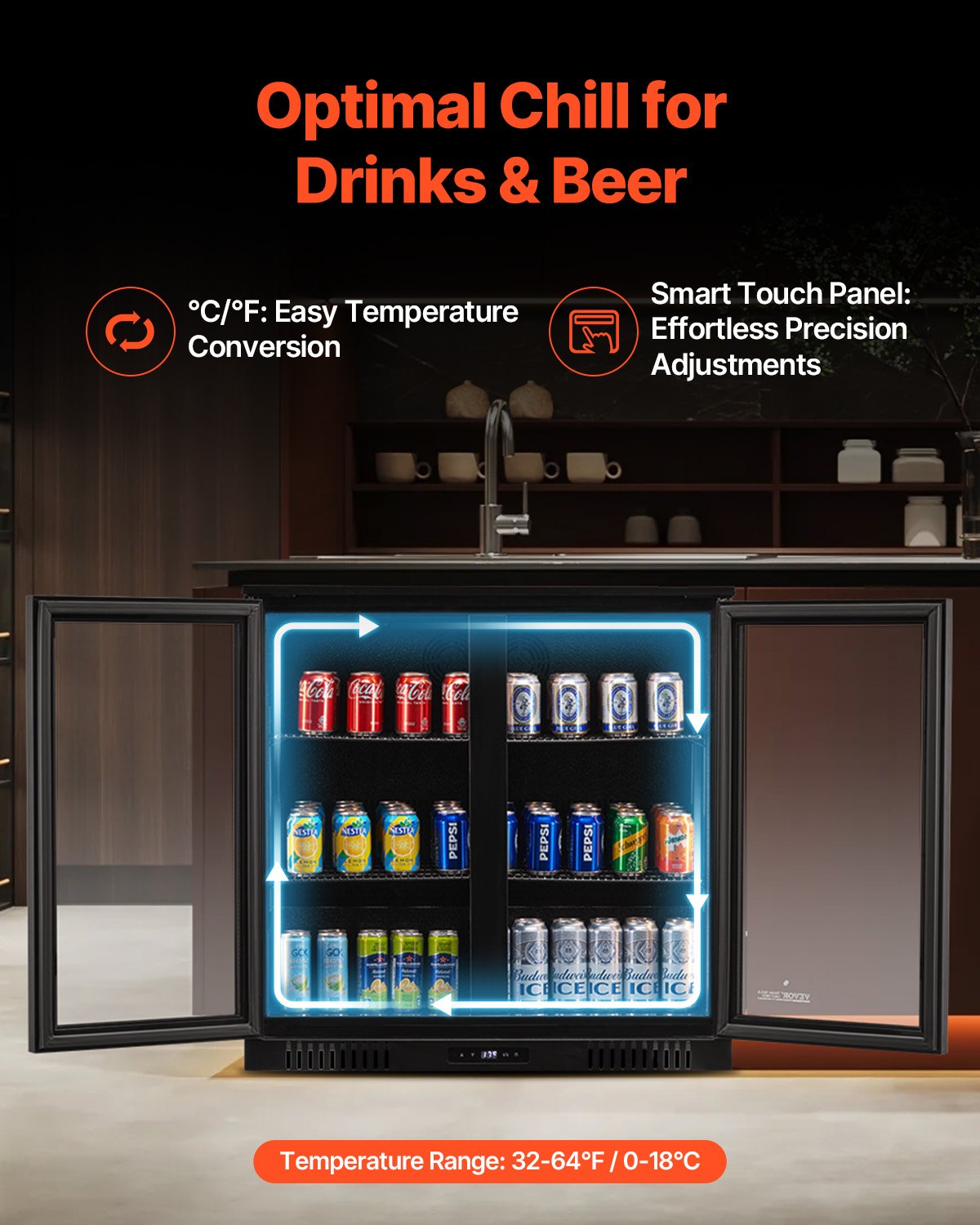 VEVOR Commercial Beverage Refrigerator Cooler 246 Can Fridge with Glass Doors 
