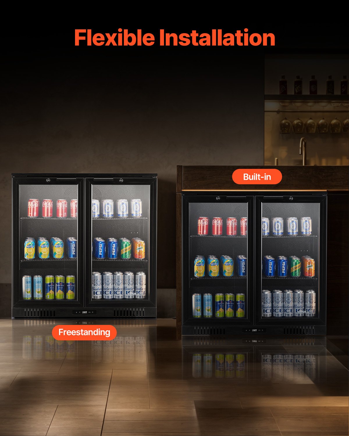VEVOR Commercial Beverage Refrigerator Cooler 246 Can Fridge with Glass Doors 