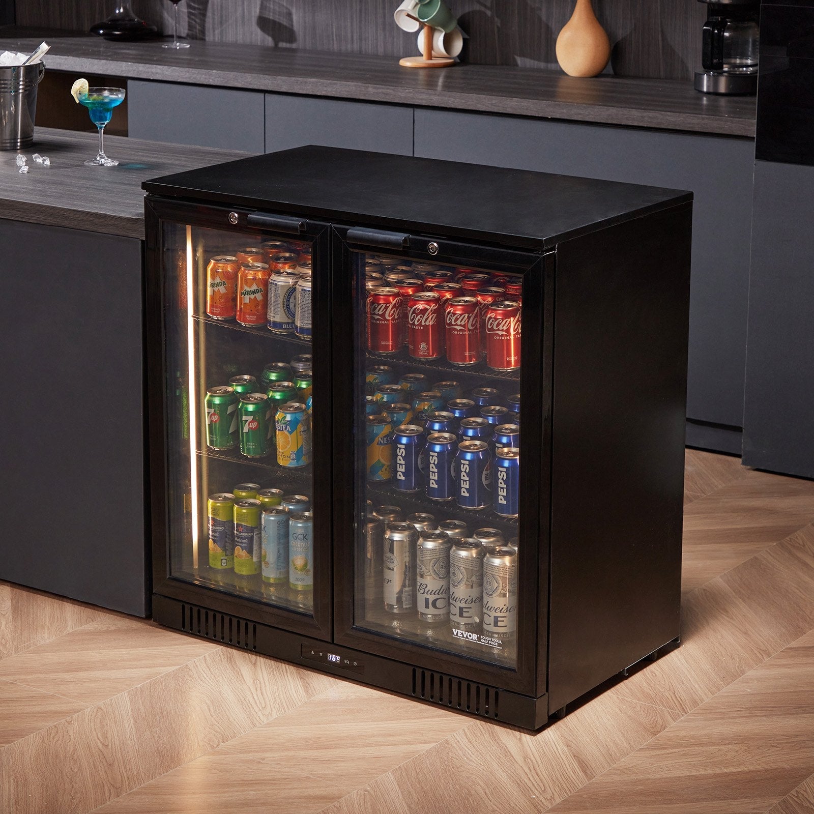 VEVOR Commercial Beverage Refrigerator Cooler 246 Can Fridge with Glass Doors 
