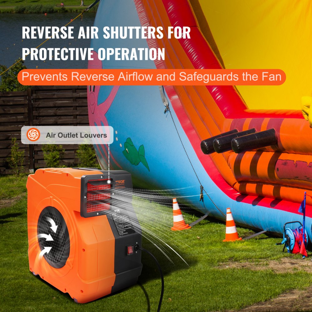 VEVOR Inflatable Blower, 1100W, 1.5 & 1.7 HP Bounce House Blower, Pump Commercial Air Blower for Inflatables, 3100 RPM Bouncy Castle Electric Fan for Bounce House, Waterslides, Tested to UL Standards 