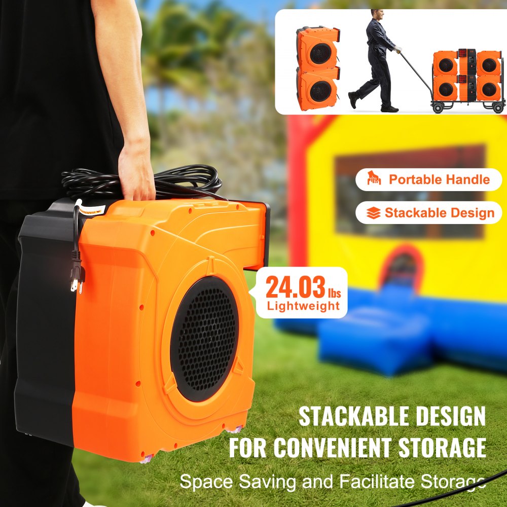 VEVOR Inflatable Blower, 1100W, 1.5 & 1.7 HP Bounce House Blower, Pump Commercial Air Blower for Inflatables, 3100 RPM Bouncy Castle Electric Fan for Bounce House, Waterslides, Tested to UL Standards 
