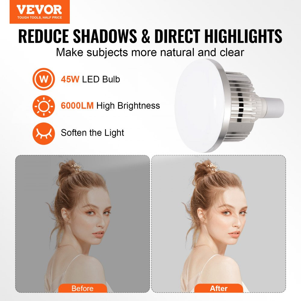 VEVOR Softbox Lighting Kit 20 in x 28 in 45W 3000-6500K LED Bulbs for Shooting 