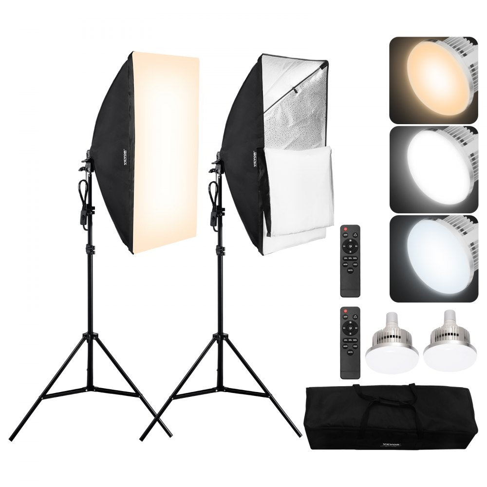 VEVOR Softbox Lighting Kit 20 in x 28 in 45W 3000-6500K LED Bulbs for Shooting 
