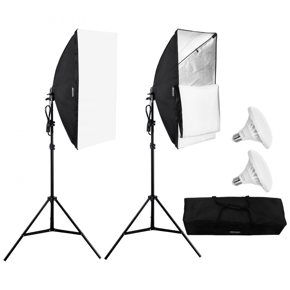 VEVOR Softbox Lighting Kit 20 in x 28 in 30W 5500K LED Bulbs Adjustable Stand 