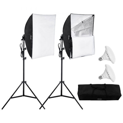 VEVOR Softbox Lighting Kit 24 in x 24 in 30W 5500K LED Bulbs Adjustable Stand 