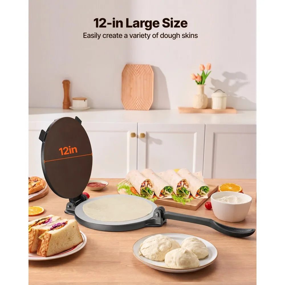 12" Heavy-Duty Cast Iron Tortilla Press with Handle
