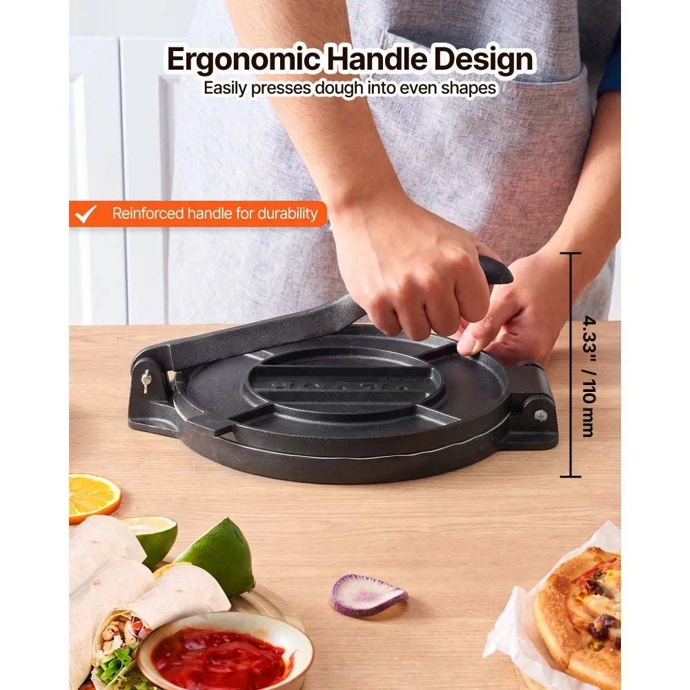 12" Heavy-Duty Cast Iron Tortilla Press with Handle