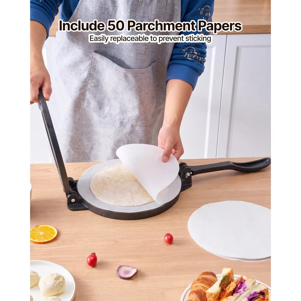 12" Heavy-Duty Cast Iron Tortilla Press with Handle