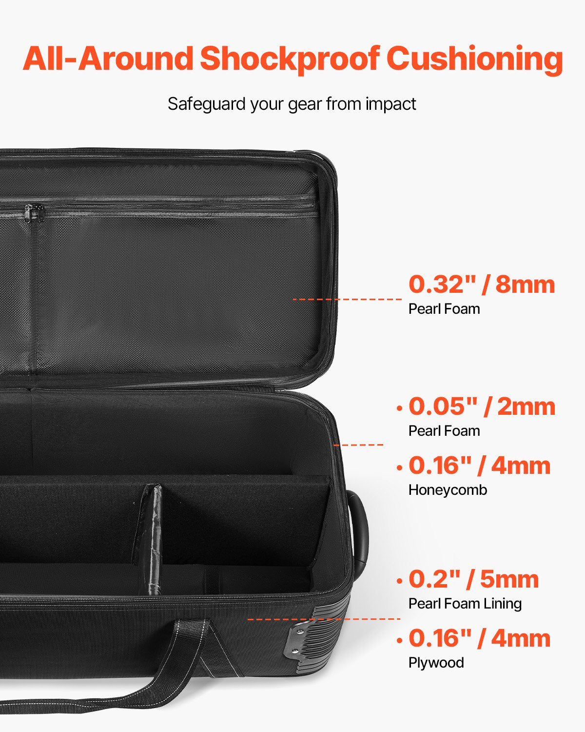 VEVOR Studio Equipment Trolley Case 39.37 x 14.96 x 12.60 in Rolling Camera Bag 