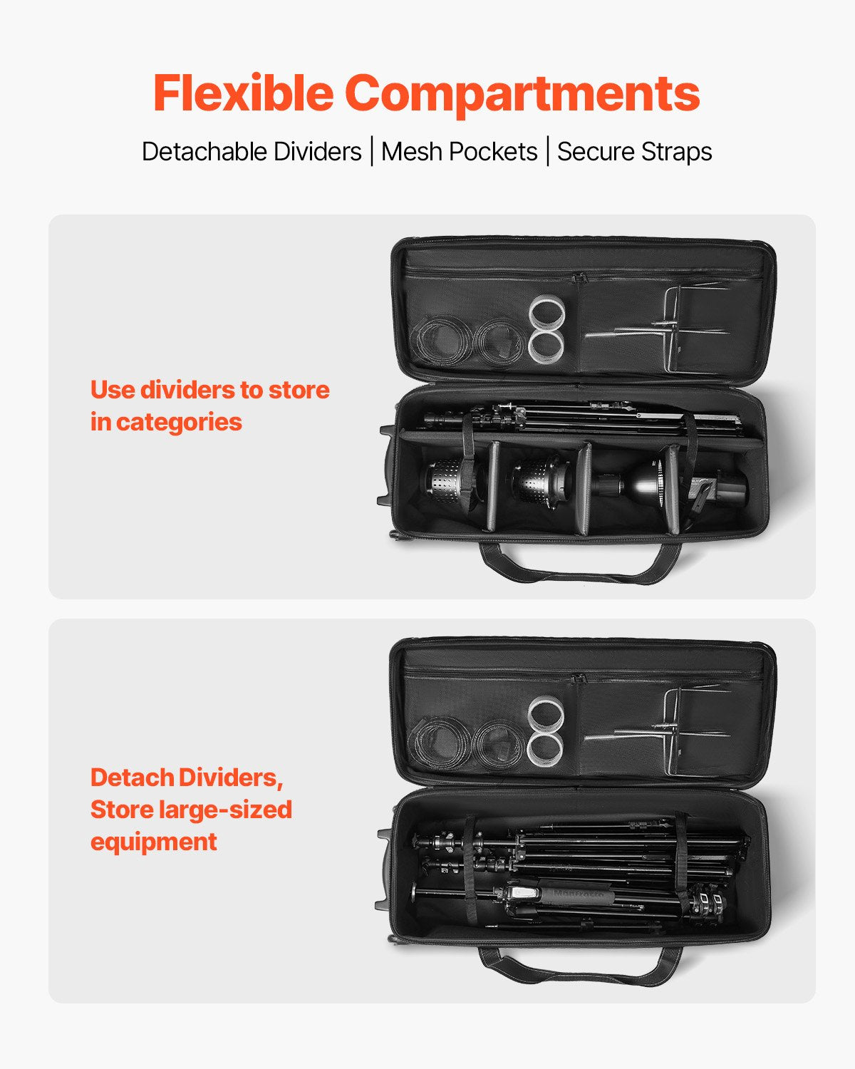 VEVOR Studio Equipment Trolley Case 39.37 x 14.96 x 12.60 in Rolling Camera Bag 