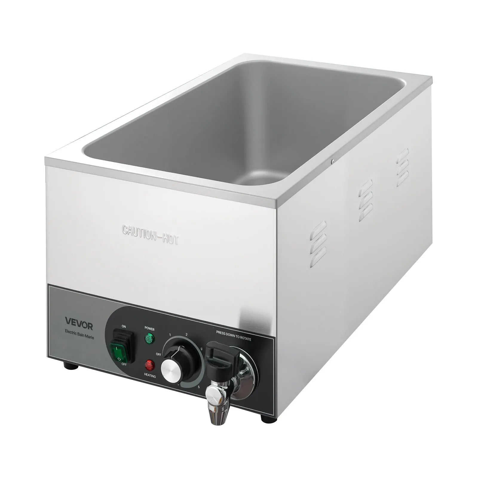 VEVOR Commercial Food Warmer, 1200W Electric Stainless Steel Steam Food Warmer, Fast Heating Countertop Buffet Bain Marie with Detachable Power Cord, for Catering, Restaurants, Parties & Buffets 