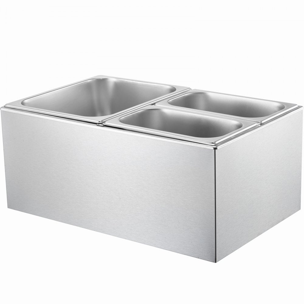 VEVOR Commercial Electric Food Warmer 3-Pan Countertop Buffet 17QT Bain Marie 