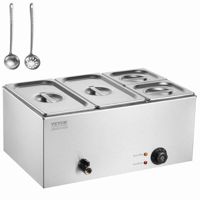VEVOR Commercial Electric Food Warmer 4-Pan Countertop Buffet 16.4QT Bain Marie 