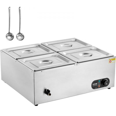 VEVOR Commercial Electric Food Warmer Countertop Buffet 4*8Qt Pan Bain Marie 