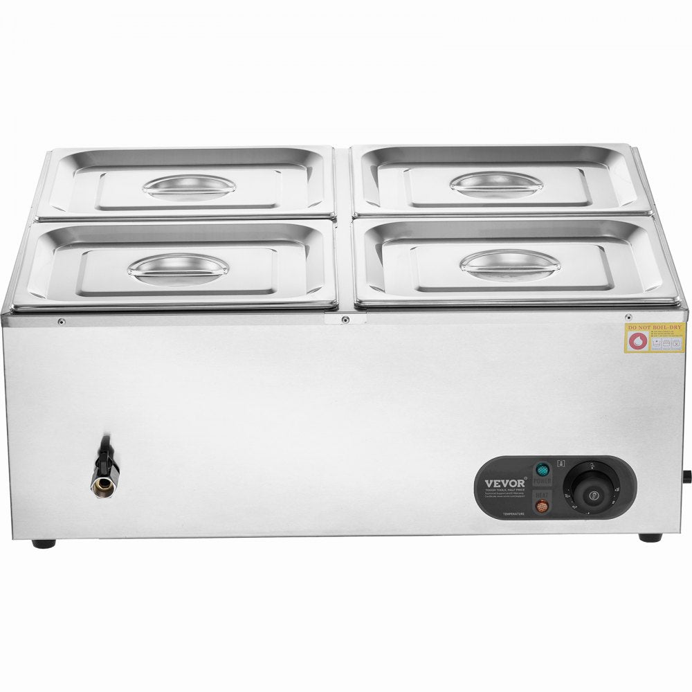 VEVOR Commercial Electric Food Warmer Countertop Buffet 4*8Qt Pan Bain Marie 