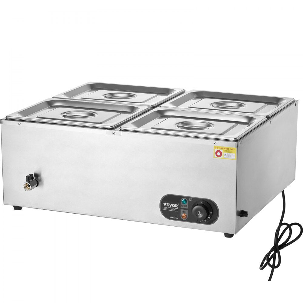 VEVOR Commercial Electric Food Warmer Countertop Buffet 4*8Qt Pan Bain Marie 