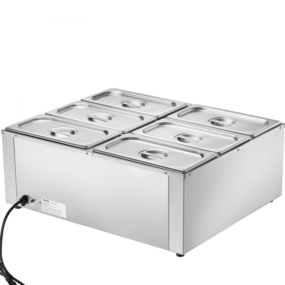 VEVOR Commercial Electric Food Warmer Countertop Buffet 6*5Qt Pan Bain Marie 