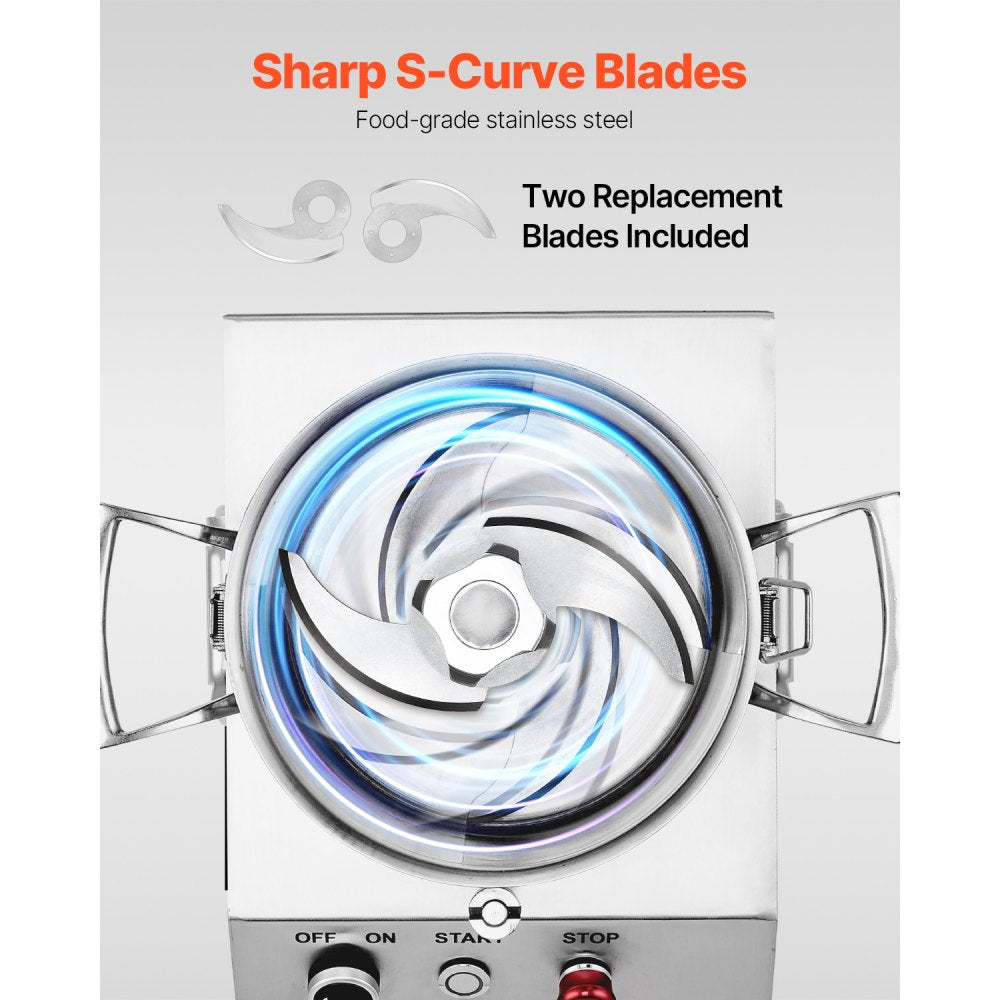 VEVOR Food Processor Vegetable Chopper 4.3Qt Food-Grade Stainless Steel Blender 