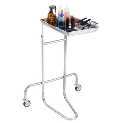 VEVOR Stainless Steel Lab Cart with Single Tray & 2 Silent Wheels for Lab Clinic 