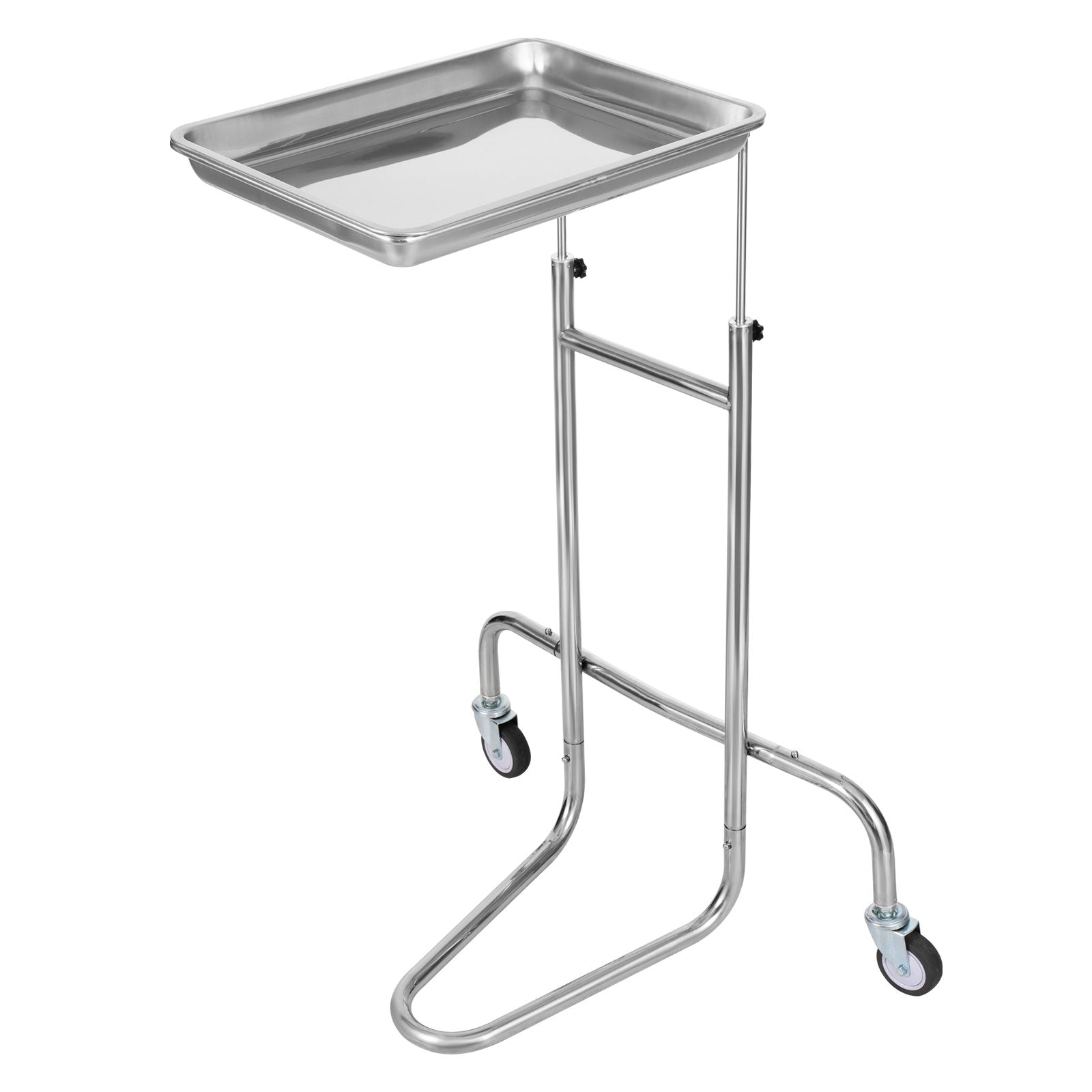 VEVOR Stainless Steel Lab Cart with Single Tray & 2 Silent Wheels for Lab Clinic 