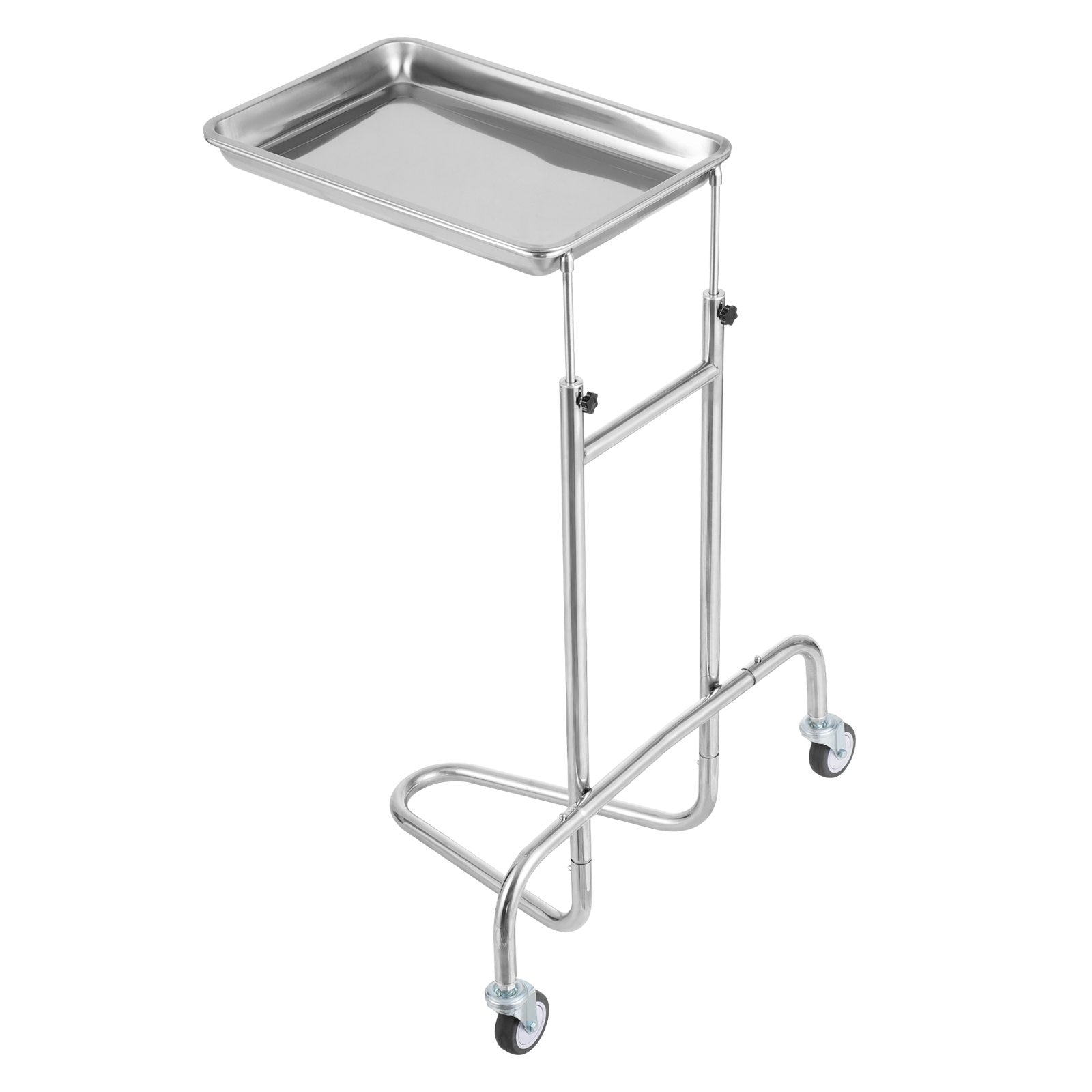 VEVOR Stainless Steel Lab Cart with Single Tray & 2 Silent Wheels for Lab Clinic 