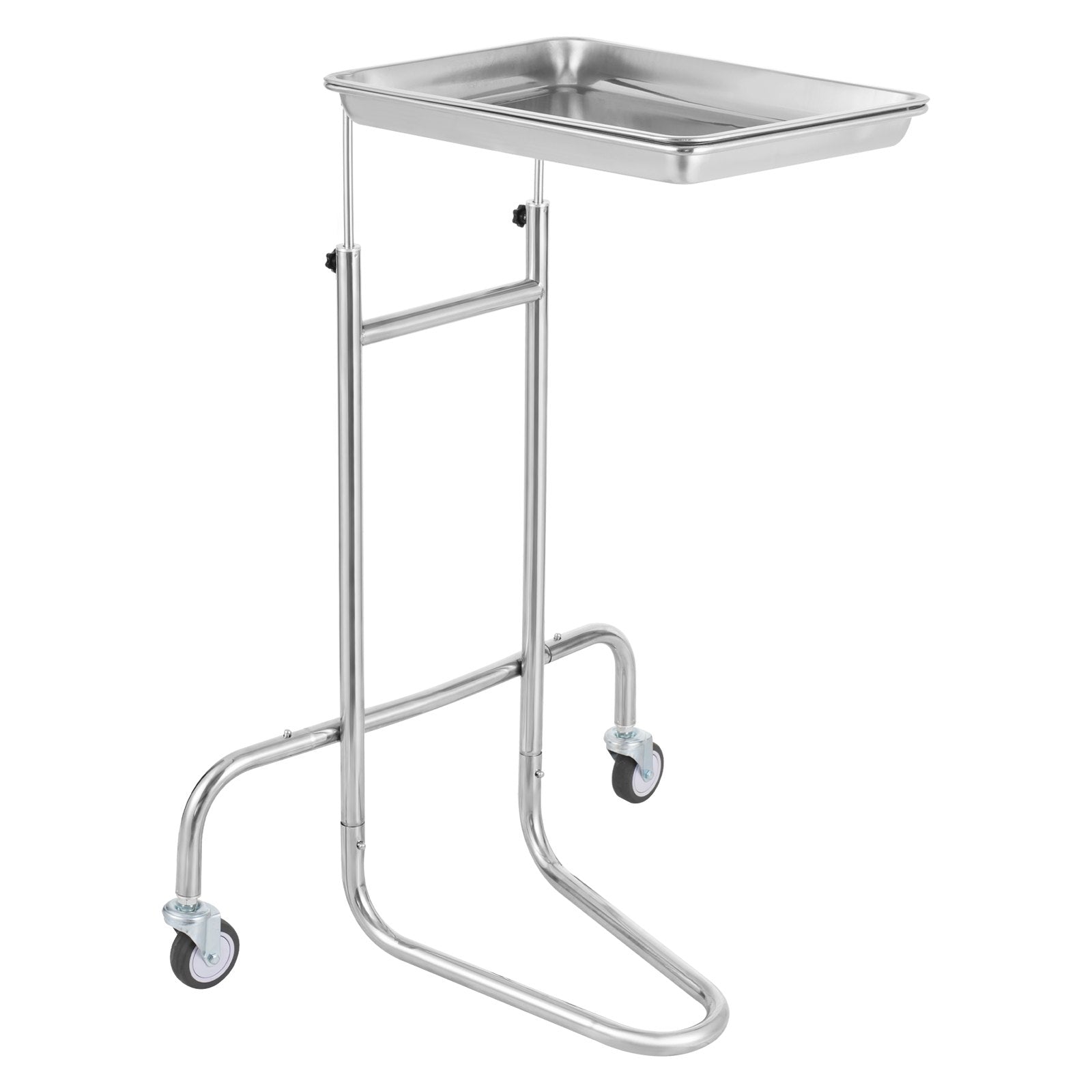 VEVOR Stainless Steel Lab Cart with Single Tray & 2 Silent Wheels for Lab Clinic 