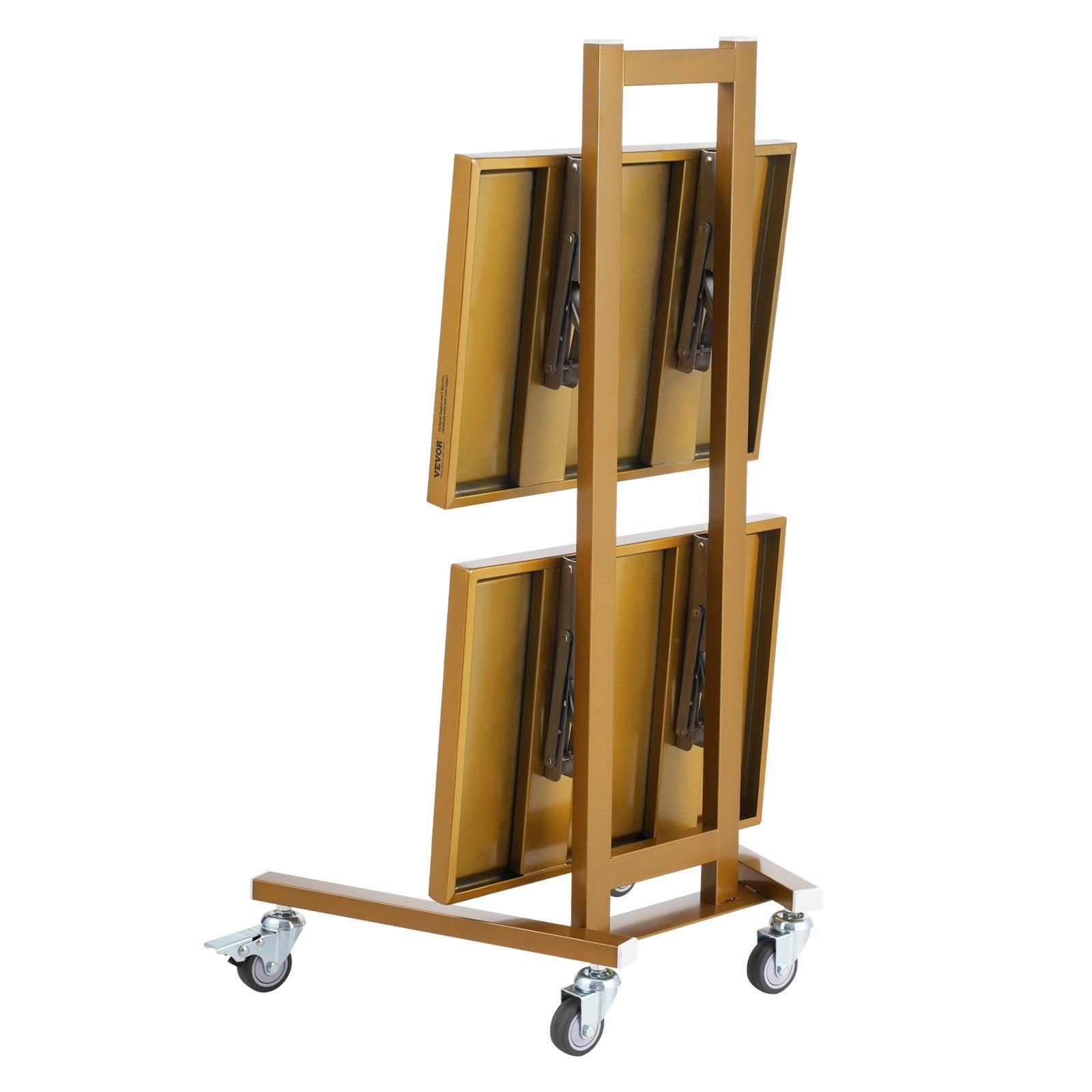 VEVOR 2 Tiers Stainless Steel Lab Carts with 2 Trays & 4 Silent Wheels Golden 