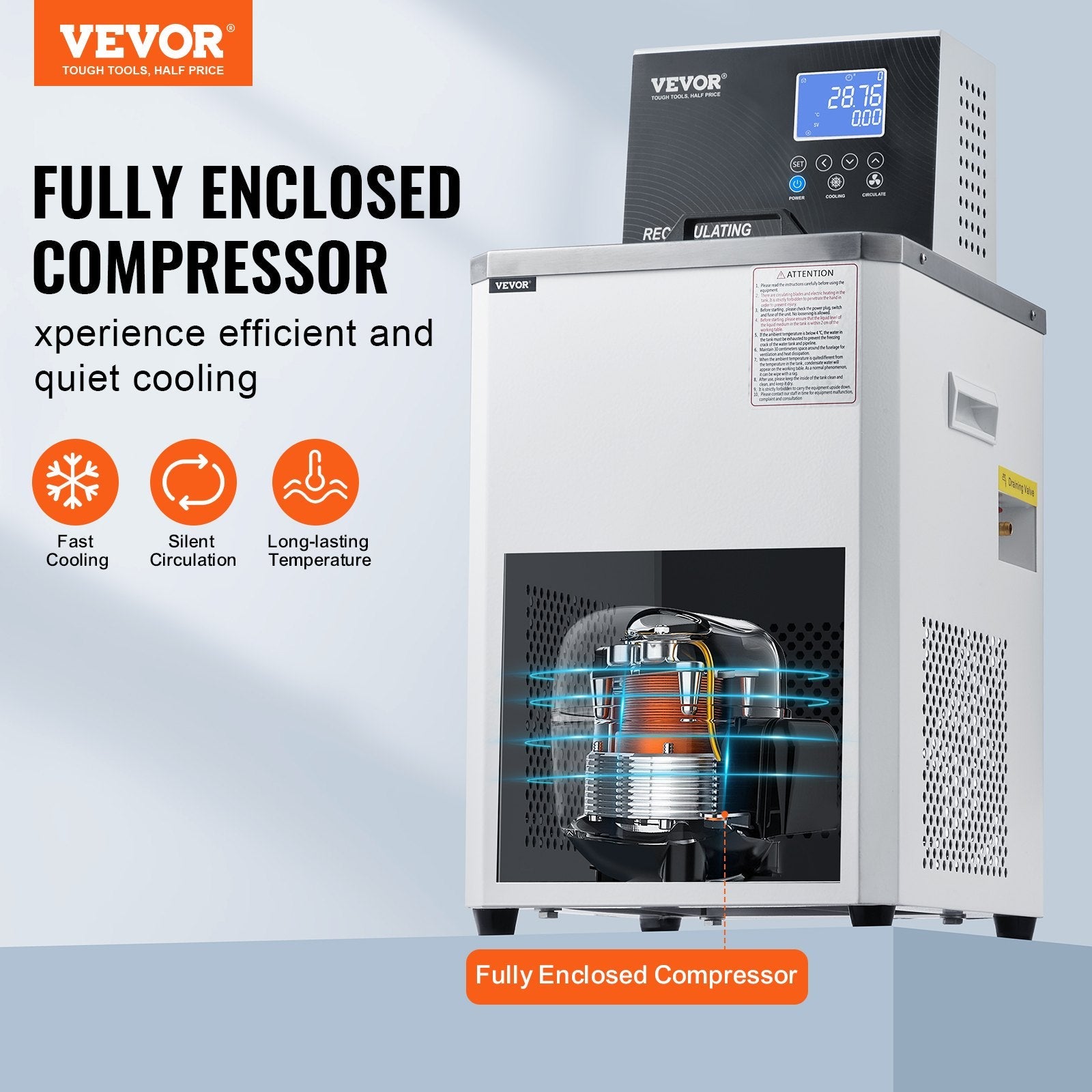 VEVOR Laboratory Chiller Circulator 6L Lab Recirculating Chiller 23°F-212°F 