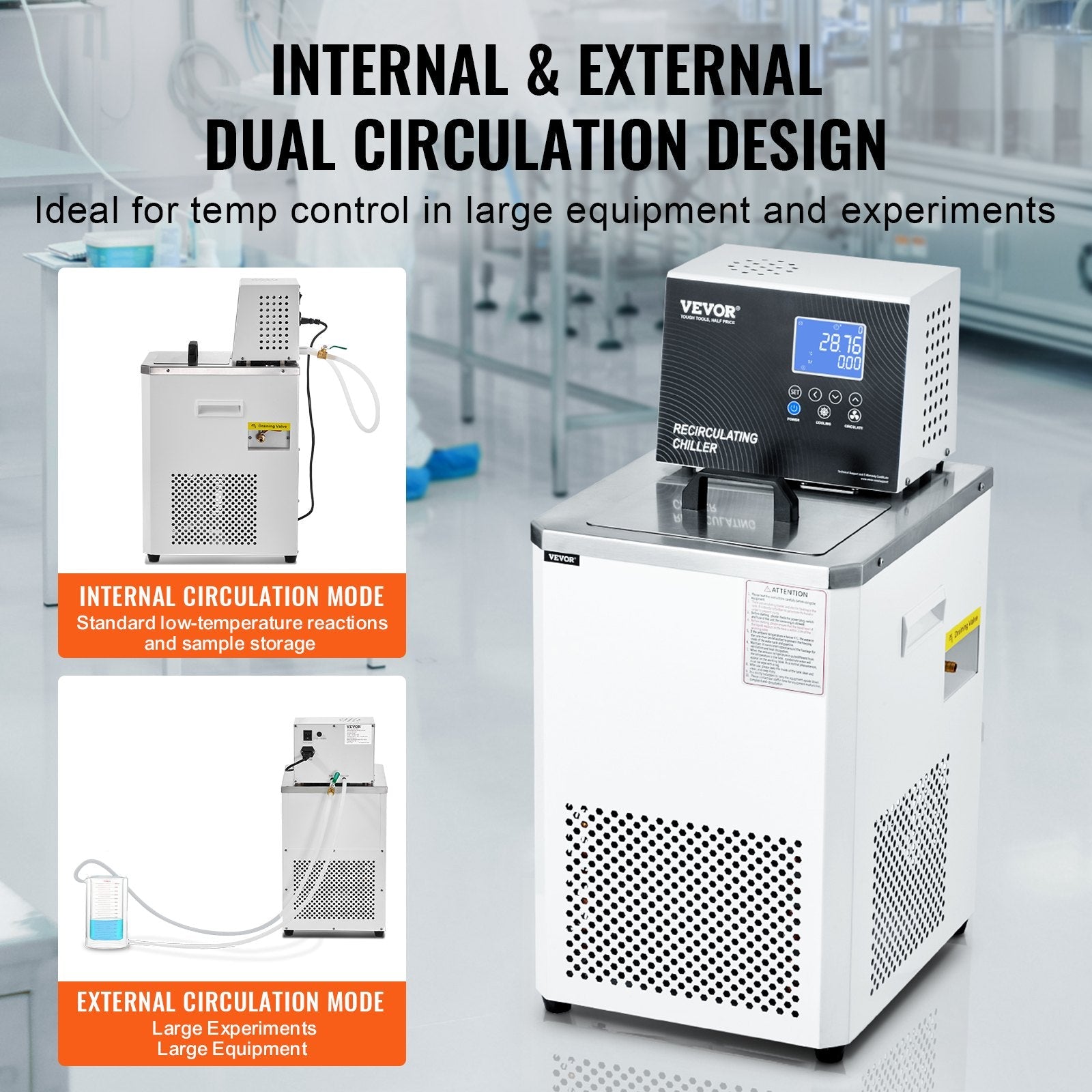 VEVOR Laboratory Chiller Circulator 6L Lab Recirculating Chiller 23°F-212°F 
