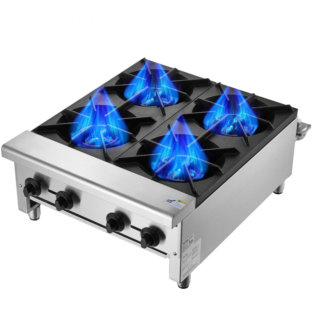 VEVOR Commercial Gas Range Stove 4 Burners Countertop Cooking Hot Plate Kitchen 
