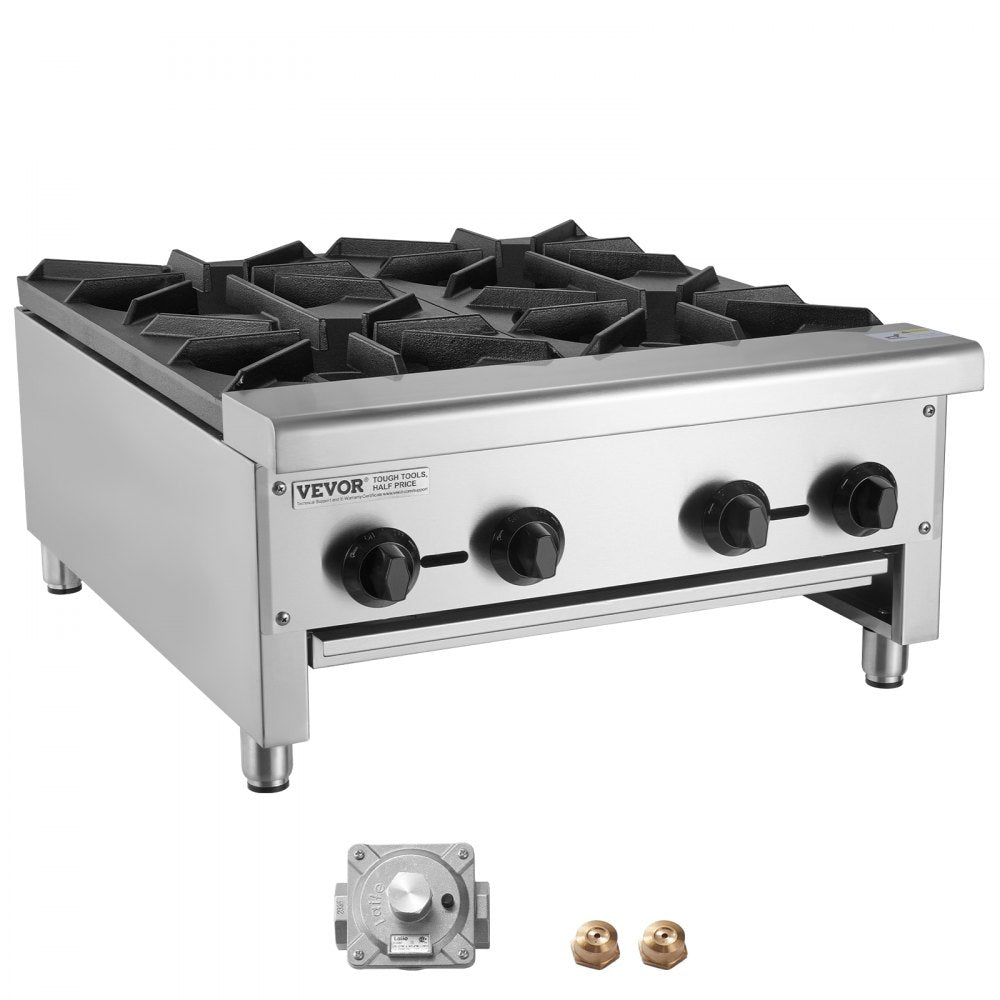 VEVOR Commercial Gas Range Stove 4 Burners Countertop Cooking Hot Plate Kitchen 