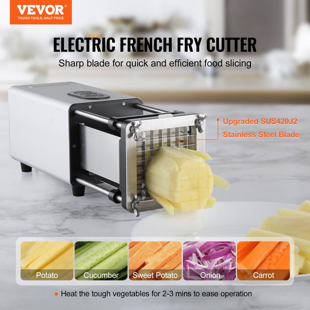 VEVOR Electric French Fry Cutter Stainless Steel Potato Vegetable Slicer Chopper 