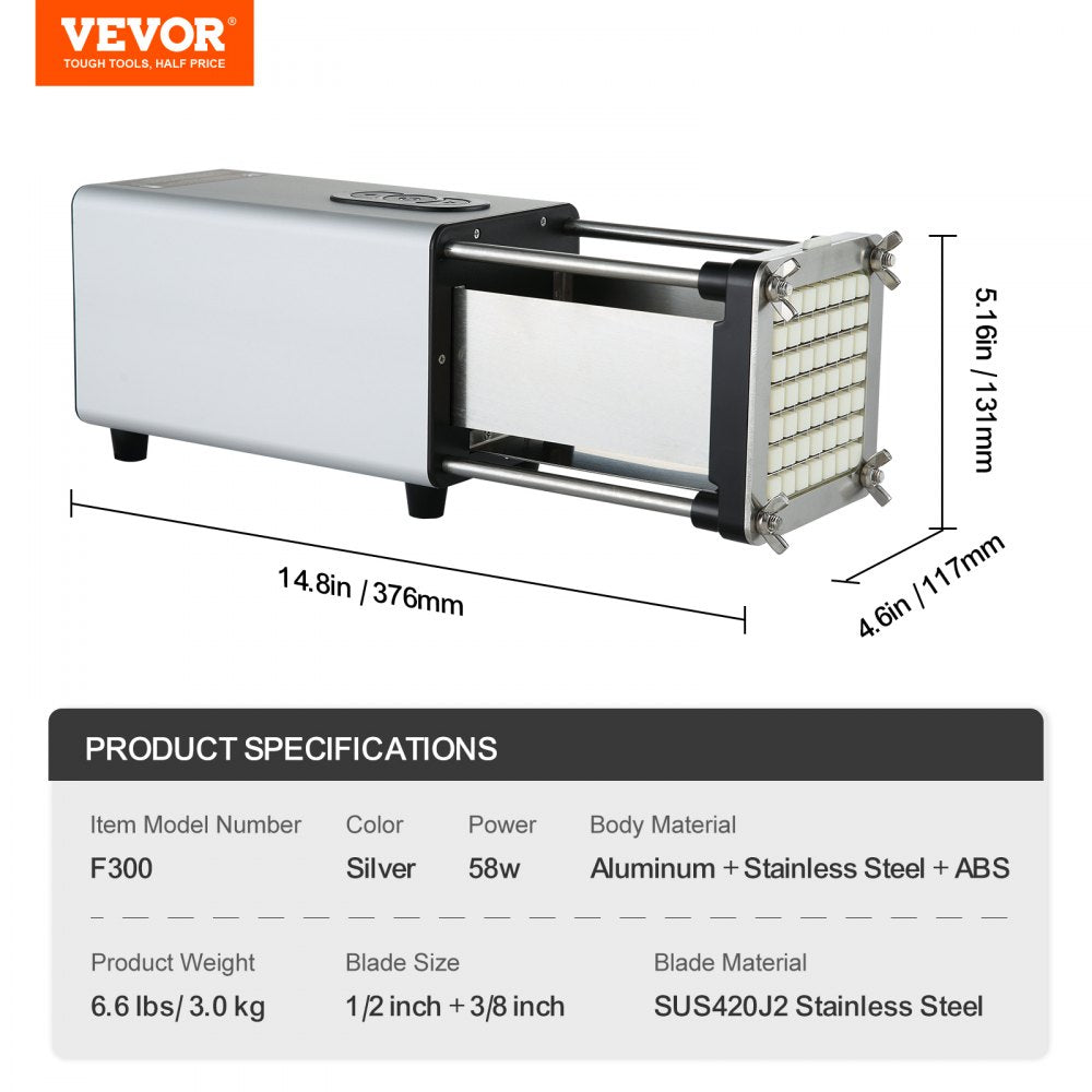VEVOR Electric French Fry Cutter Stainless Steel Potato Vegetable Slicer Chopper 