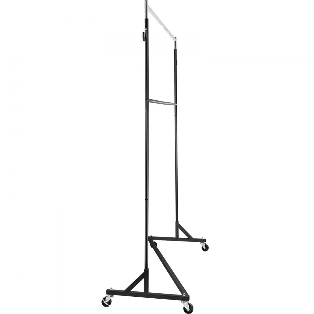 VEVOR Z Rack, Industrial Grade Z Base Garment Rack, Height Adjustable Rolling Z Garment Rack, Sturdy Steel Z Base Clothing Rack w/ Lockable Casters, for Home Clothing Store w/ Add-on Hang Rail Black 