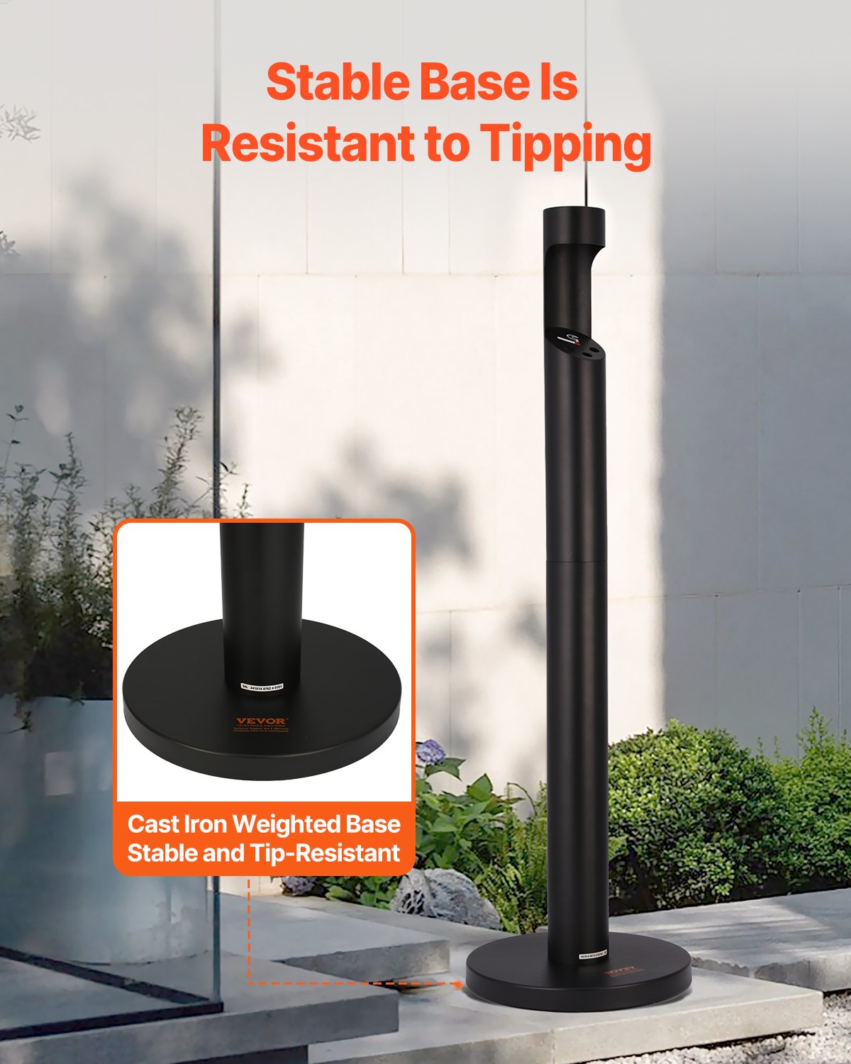 VEVOR Cigarette Butt Receptacle Freestand Outdoor Cylinder Butt Disposal Black 
