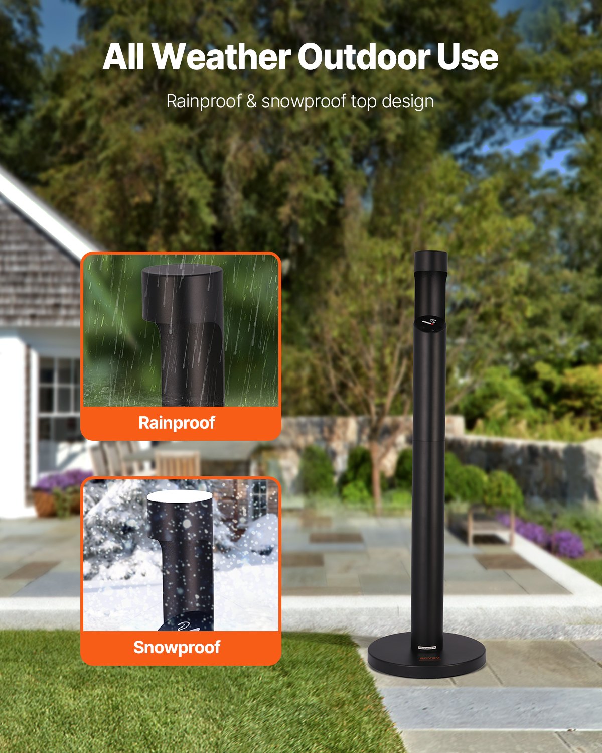 VEVOR Cigarette Butt Receptacle Freestand Outdoor Cylinder Butt Disposal Black 