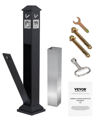 VEVOR Cigarette Butt Receptacle with 4 Disposal Openings Butt Disposal Black 
