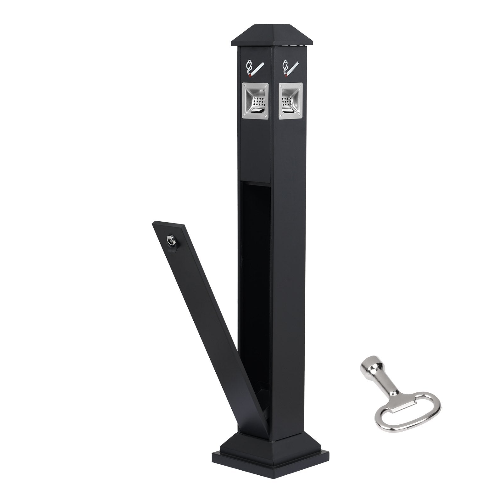 VEVOR Cigarette Butt Receptacle with 4 Disposal Openings Butt Disposal Black 