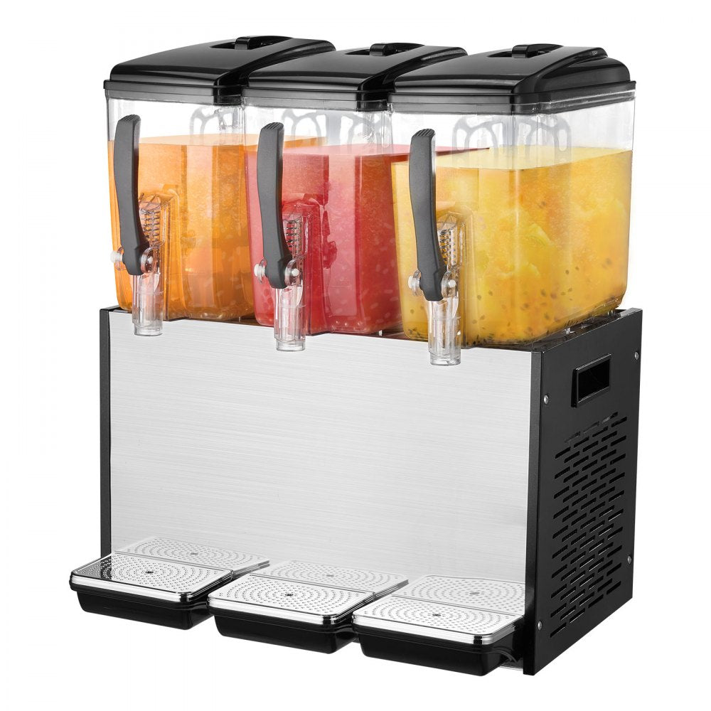 VEVOR Commercial Beverage Dispenser 12L x 3 Tanks Cold Juice Ice Drink Dispenser 