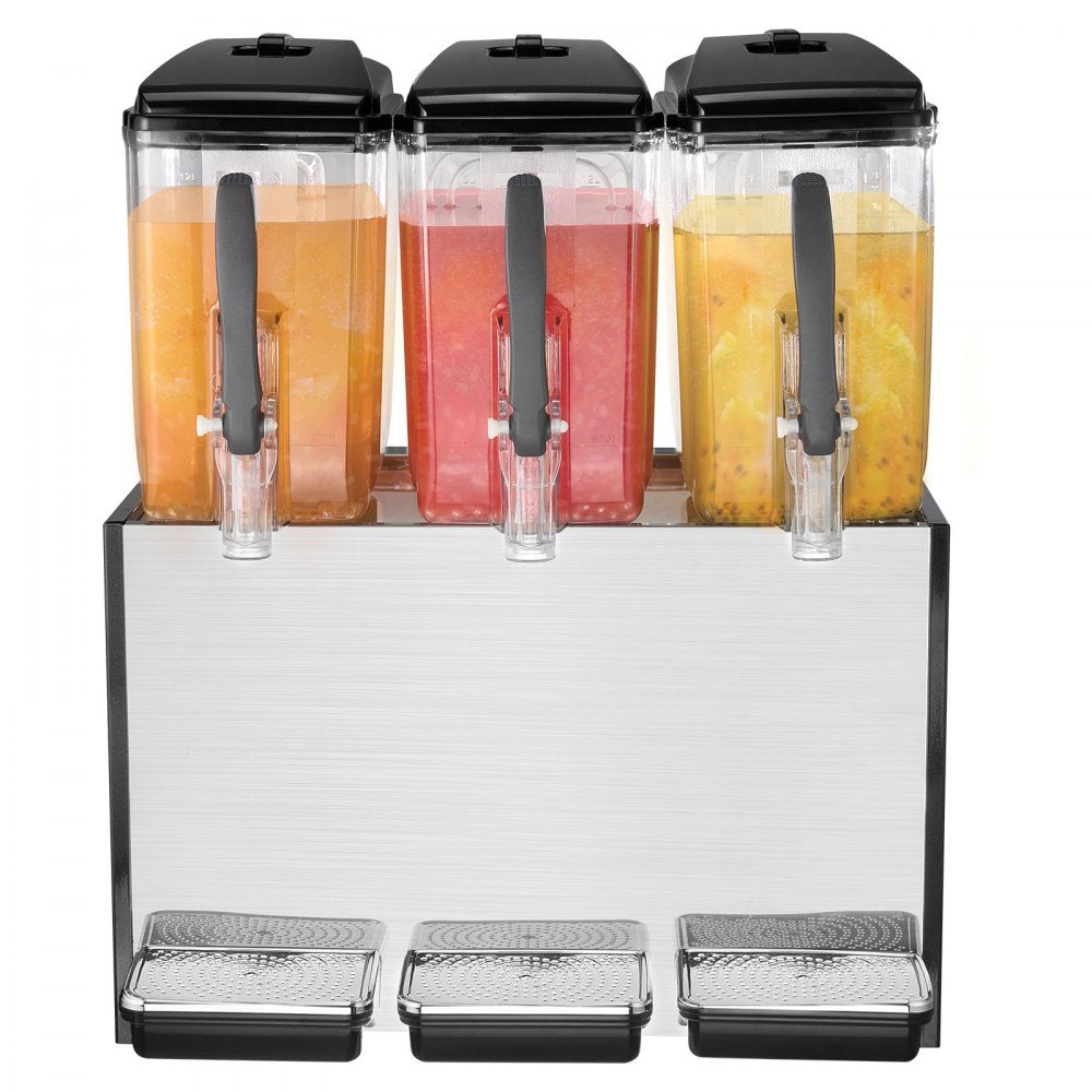 VEVOR Commercial Beverage Dispenser 12L x 3 Tanks Cold Juice Ice Drink Dispenser 