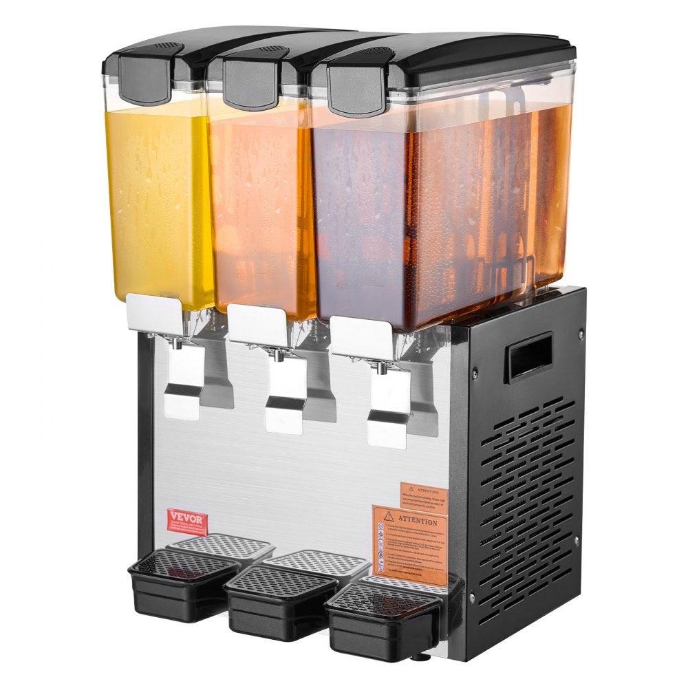 VEVOR Commercial Beverage Dispenser 10L x 3 Tanks Cold Juice Ice Drink Dispenser 