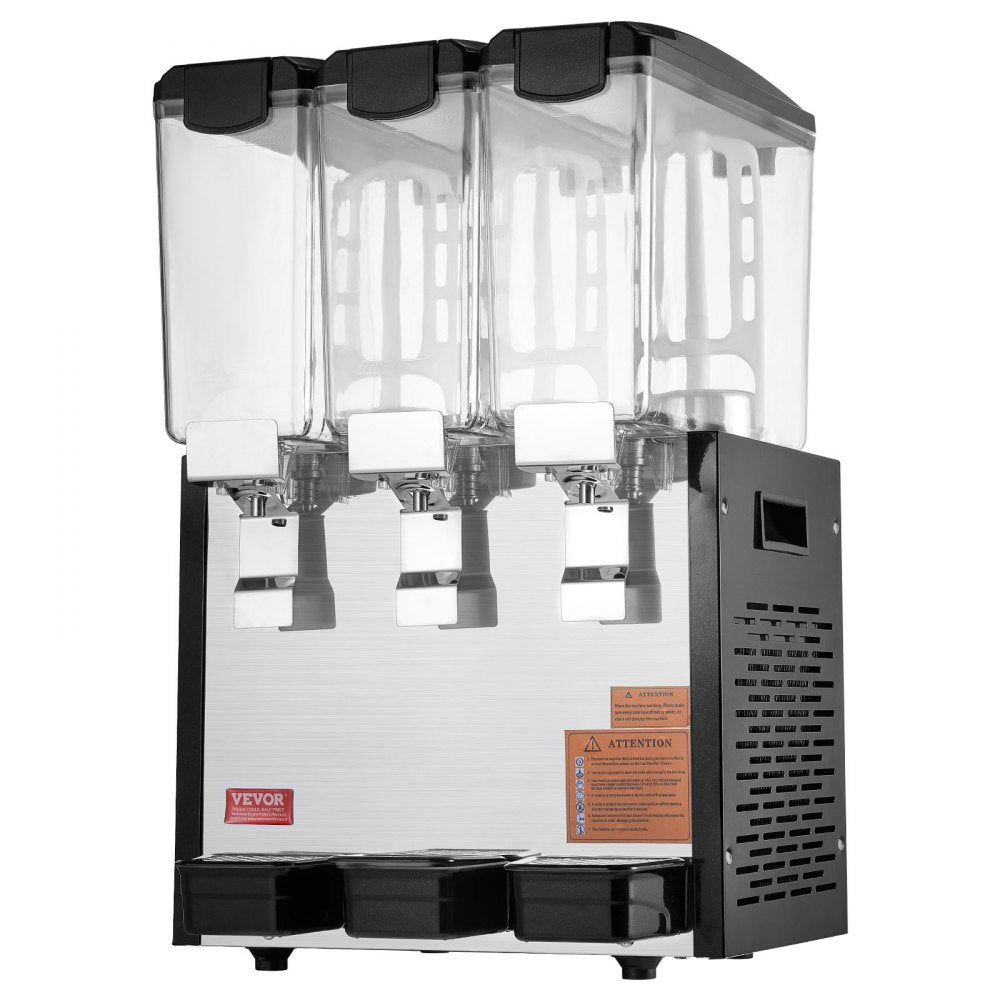 VEVOR Commercial Beverage Dispenser 10L x 3 Tanks Cold Juice Ice Drink Dispenser 