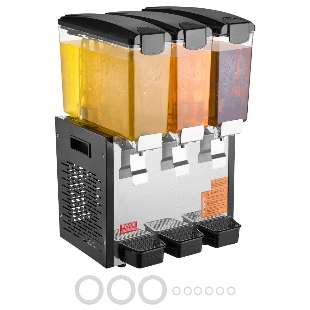 VEVOR Commercial Beverage Dispenser 10L x 3 Tanks Cold Juice Ice Drink Dispenser 
