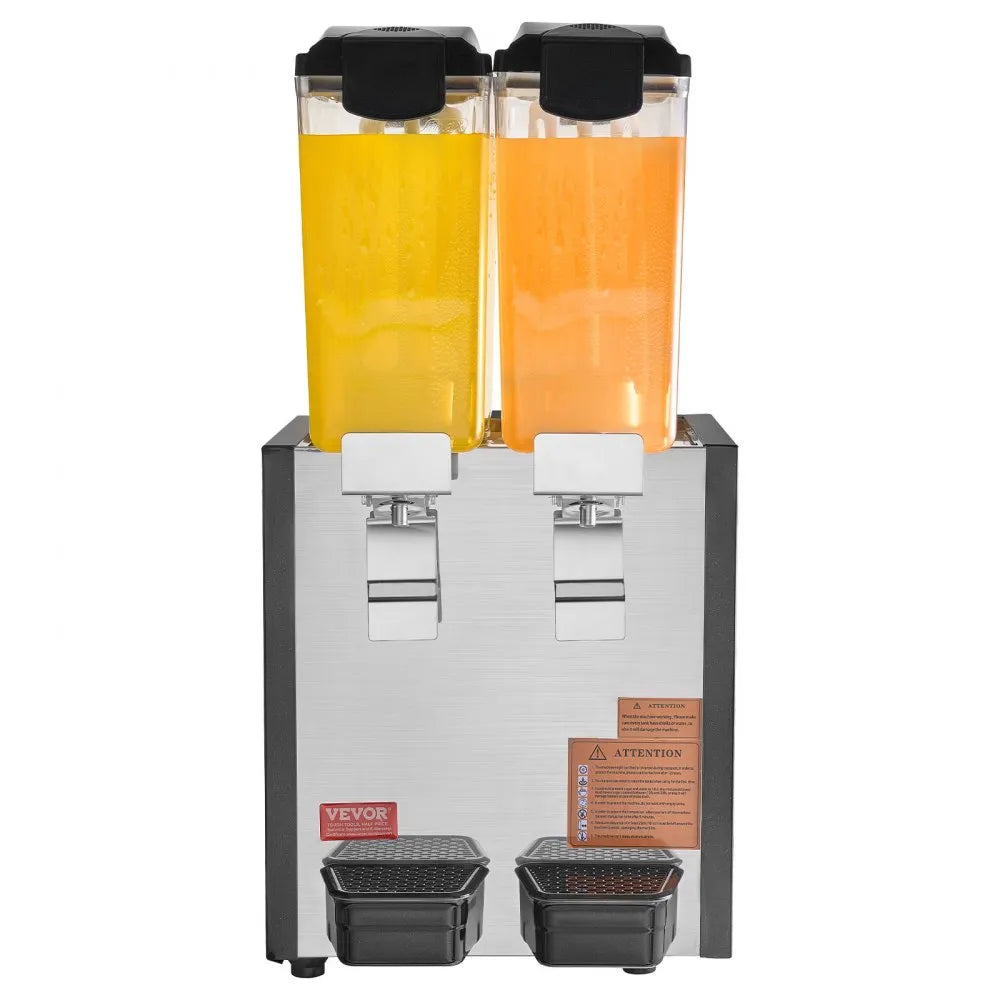 VEVOR Commercial Beverage Dispenser 10L x 2 Tanks Cold Juice Ice Drink Dispenser