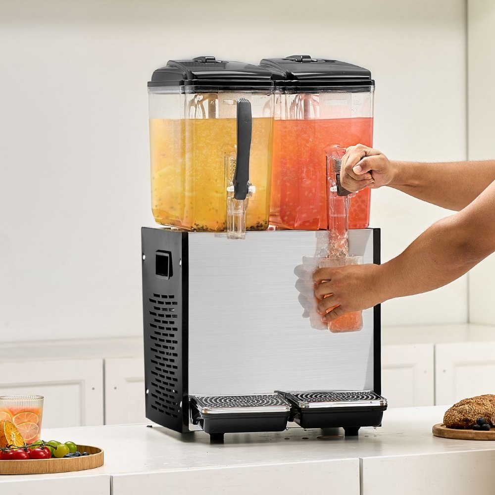 VEVOR Commercial Beverage Dispenser 12L x 2 Tanks Cold Juice Ice Drink Dispenser 