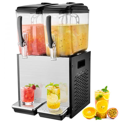 VEVOR Commercial Beverage Dispenser 12L x 2 Tanks Cold Juice Ice Drink Dispenser 