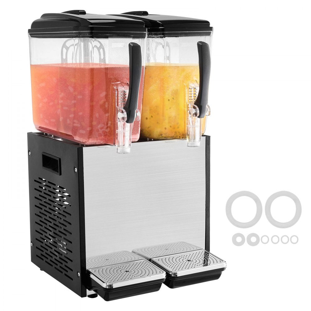 VEVOR Commercial Beverage Dispenser 12L x 2 Tanks Cold Juice Ice Drink Dispenser 